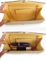 Women's Gold Glitter Envelope Clutch with Chain Strap – - Image 4