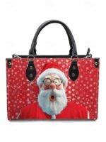 Women's Christmas Tote Bag - Faux Leather, Santa and - Image 12