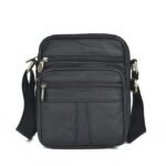 Men's Brown Leather Crossbody Bag with Multiple Zipper - Image 7