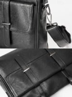 Men's Black Leather Tote Briefcase - Large Business Tote - Image 8