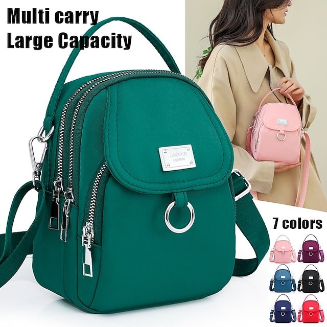cnkepg1687769539745 Women's Black Nylon Crossbody Bag with Silver Hardware and - Image 1