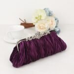 Women's White Satin Pleated Evening Clutch – Elegant