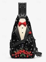 Men's Christmas Sling Bag - Polyester, Multi-Pattern