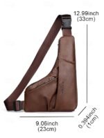 Men's Brown Faux Leather Crossbody Sling Bag – Vintage - Image 10