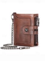 Men's Genuine Leather RFID Blocking Wallet with Chain, - Image 13