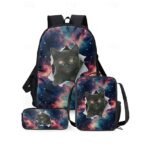 Galaxy Cat Print Backpack with Large Capacity – Cute Animal - Image 13