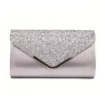 Women's Sliver Glitter Clutch Purse with Chain Strap for - Image 8
