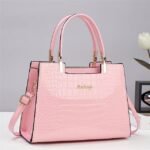 Women's Black Crocodile Pattern Leather Handbag | Elegant - Image 15