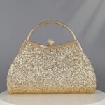 Women's Glitter Evening Clutch Bag – Sparkly Gold Handbag