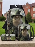 Kids' 3-Piece Wizard Cat Backpack Set – Fantasy Cat Print - Image 14