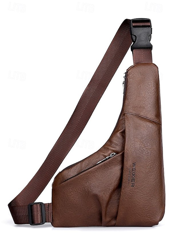 hhagqk1755512861241 Men's Brown Faux Leather Crossbody Sling Bag – Vintage - Image 1