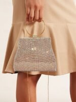 5PCS Elegant Crystal Evening Clutch with Gold Ring Handle – - Image 2