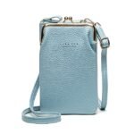 Women's Black Faux Leather Crossbody Bag with Gold Frame - Image 11