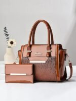 Women's Patent Faux Leather Handbag Set – Glossy - Image 3