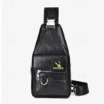 Men's Brown Faux Leather Crossbody Sling Bag with Multiple - Image 14