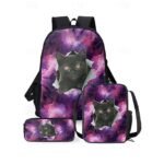 Galaxy Cat Print Backpack with Large Capacity – Cute Animal - Image 14