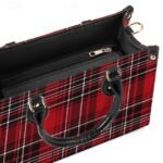 Women's Red Tartan Plaid Handbag with Adjustable Strap – - Image 7