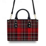 Women's Red Tartan Plaid Handbag with Adjustable Strap – - Image 10
