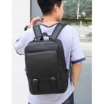 Men's Vintage Faux Leather Backpack – Large Capacity - Image 10