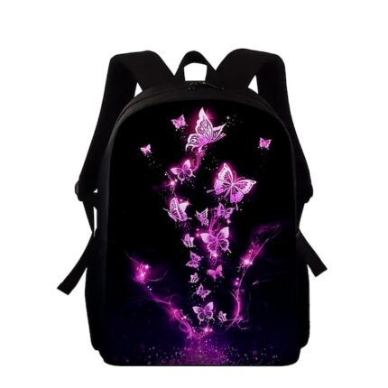 Purple Butterfly Glow Backpack for Girls – Fantasy Style Large