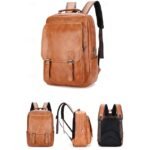 Men's Vintage Faux Leather Backpack – Large Capacity - Image 6
