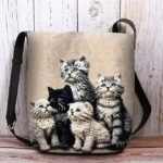 Women's Black Cat Print Crossbody Bag – Stylish Casual