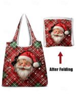 Women's Christmas Foldable Shopping Bag - Multiple Santa - Image 6