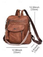Women's Faux Leather Convertible Backpack Purse – Vintage - Image 10