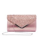 Women's Sliver Glitter Clutch Purse with Chain Strap for - Image 3