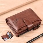 Men's Vintage Faux Leather Wallet - Bifold with Zipper,