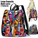 Large Capacity Colorful Abstract Art Print Multi-Carry Backpack