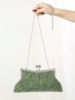 Women's Green Sage Rhinestone Clutch Purse – Vintage - Image 3