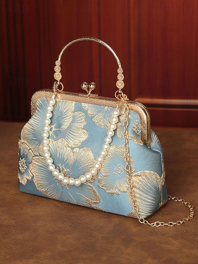 uksqxa1762943044230 Women's Elegant Pearl Handle Clutch Bag - Floral - Image 1