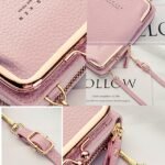 Women's Black Faux Leather Crossbody Bag with Gold Frame - Image 4