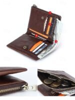 Men's RFID Blocking Cowhide Leather Bifold Wallet with - Image 11