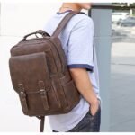 Men's Vintage Faux Leather Backpack – Large Capacity - Image 2