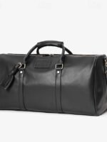 3Pcs Men's Versatile Leather Weekender Bag with Integrated Shoe - Image 9