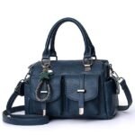 Women's Blue Faux Leather Handbag – Stylish Large
