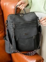 Women's Faux Leather Convertible Backpack Purse – Vintage - Image 19