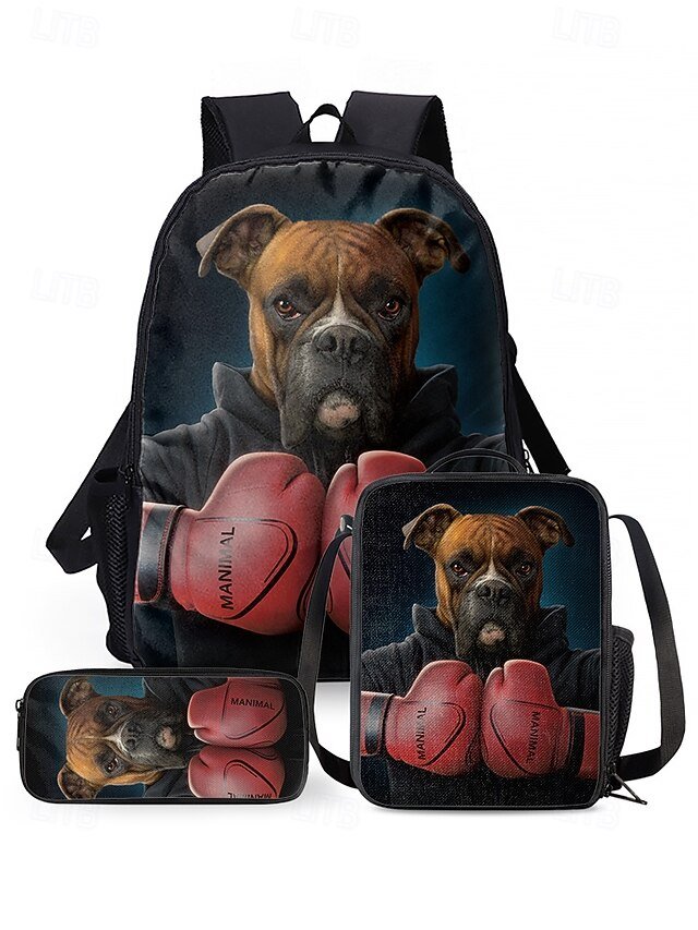 yowxia1748514273048 Boys 3-piece Cool Dog Headphones Printed Backpack Set - Stylish - Image 1