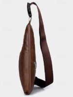 Men's Brown Faux Leather Crossbody Sling Bag – Vintage - Image 6