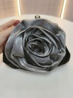 Women's Rose Flower Evening Clutch – Elegant Satin Purse - Image 12