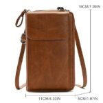 Women's Vintage Faux Leather Crossbody Wallet with Zipper, - Image 2