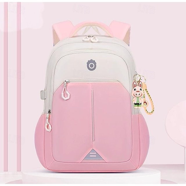 zuvsay1752875275762 Girls' Pink and White School Backpack with Cute Cartoon - Image 1